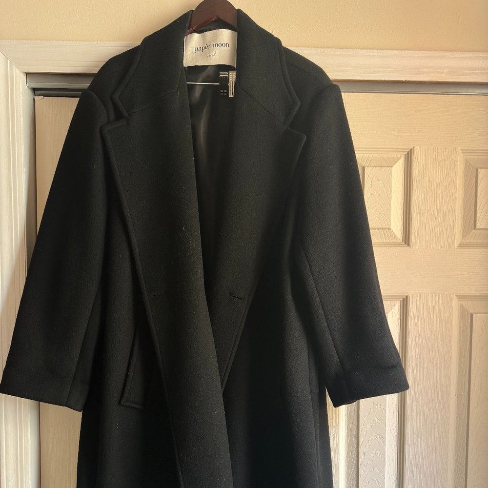 The Frankie Shop Black Wool Overcoat
